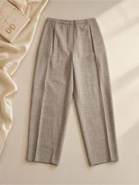 High-Waist Tailored Pleat Front Pants — Light Taupe